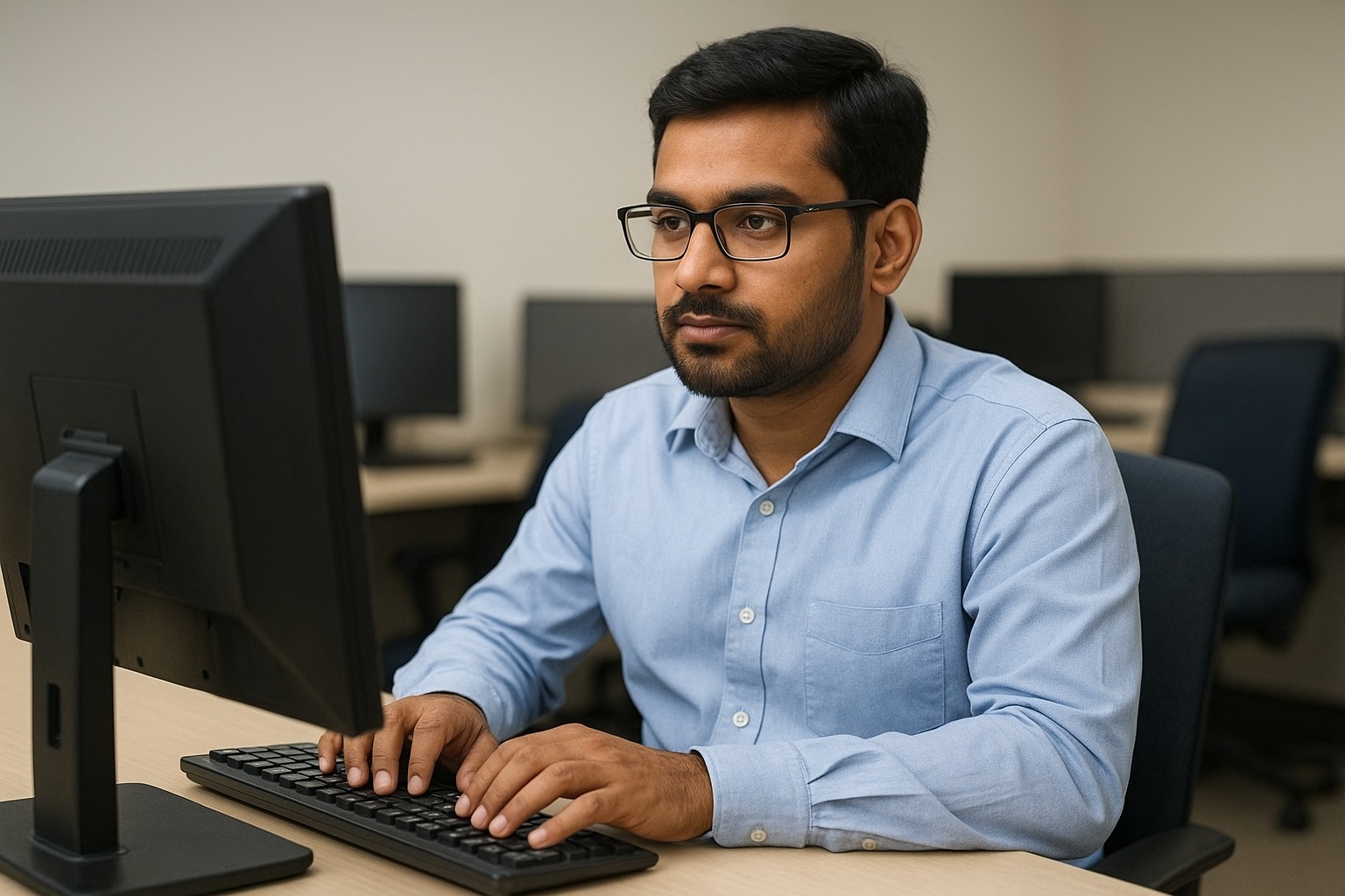 Online kaam karte huwe vyakti ka image