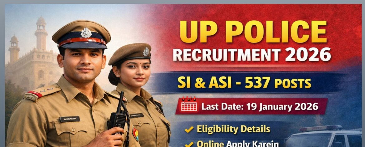 UP Police Recruitment 2026 SI ASI Bharti 537 Posts Last Date 19 January 2026 Rozgarguide.in”