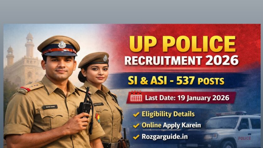 UP Police Recruitment 2026 SI ASI Bharti 537 Posts Last Date 19 January 2026 Rozgarguide.in”