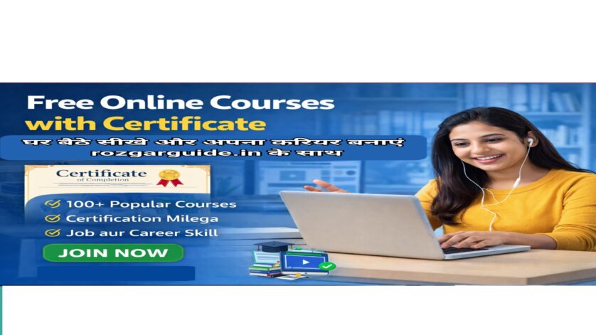 Free Online Courses with Certificate 2026 feature image jisme ghar baithe online course aur certificate ki jankari di gayi hai.