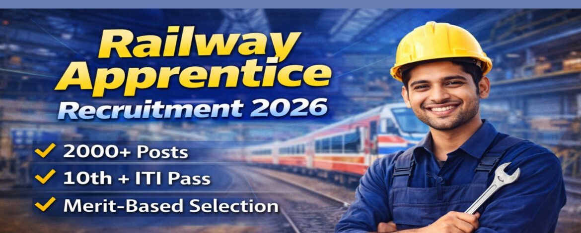 Railway Apprentice Recruitment 2026 2000 Posts 10th ITI Merit Based