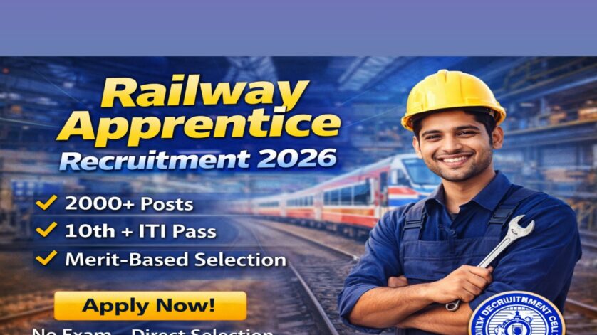 Railway Apprentice Recruitment 2026 2000 Posts 10th ITI Merit Based