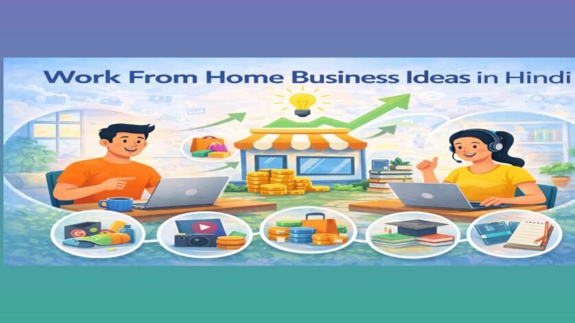 यह फीचर इमेज “Work From Home Business Ideas in Hindi” विषय को दर्शाती है |