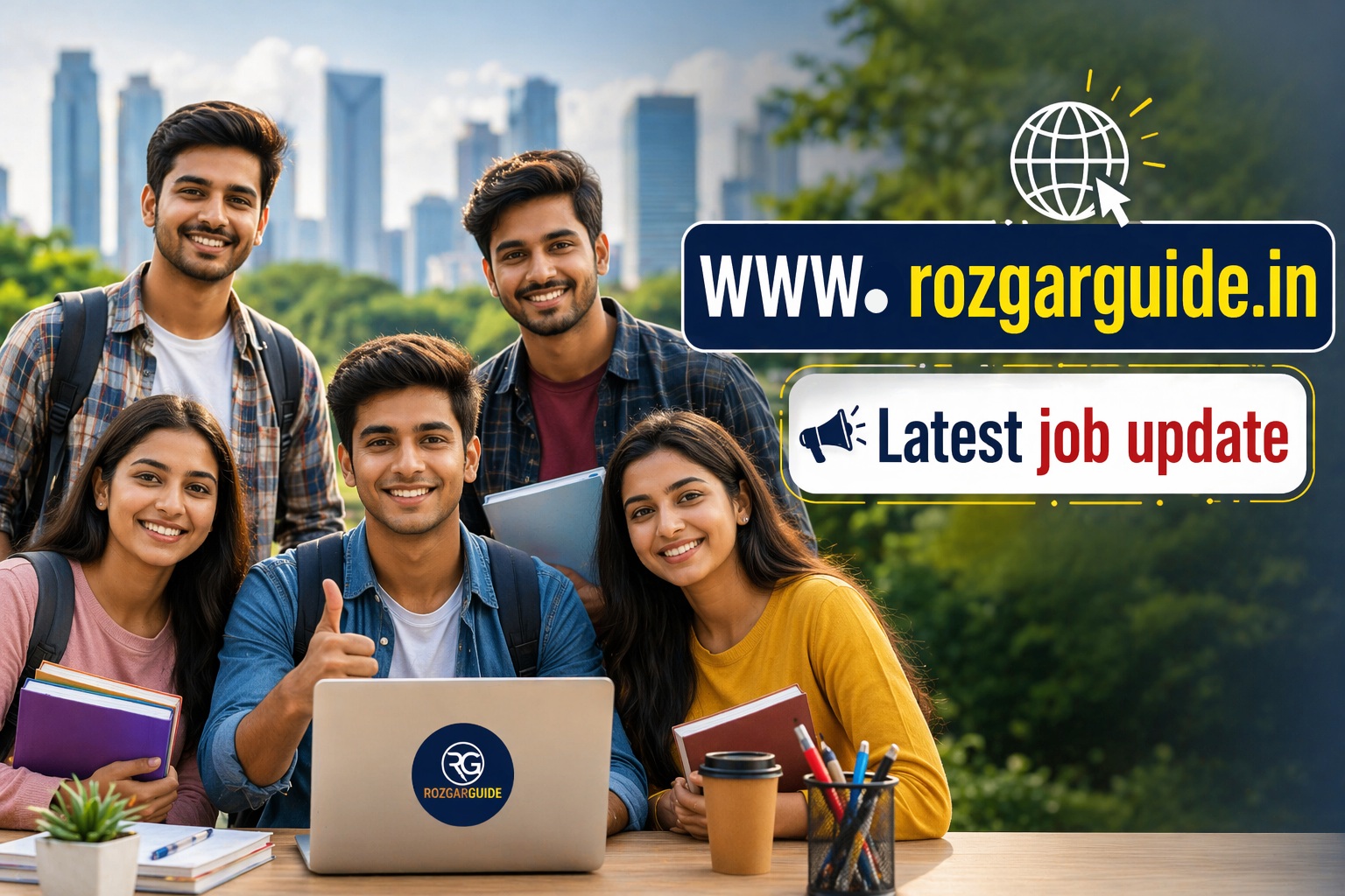 rozgarguide latest job update image with students and government job preparation