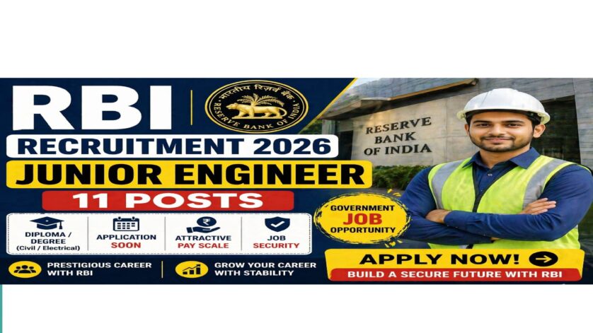 RBI Junior Engineer Recruitment 2026 11 posts civil electrical apply now