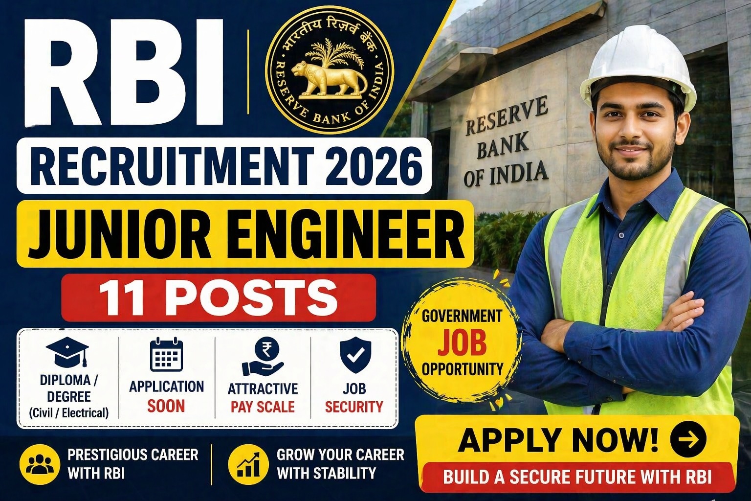 Reserve Bank of India JE vacancy 2026 government job 11 posts