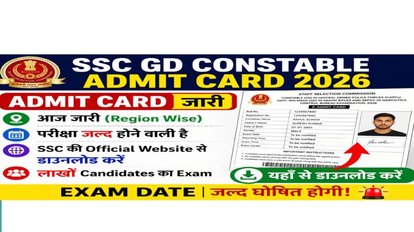 SSC GD Constable Admit Card 2026 जारी हो गया है।