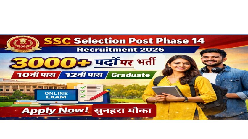 SSC Selection Post Phase 14 Recruitment 2026 3000 plus vacancy 10th 12th graduate jobs image