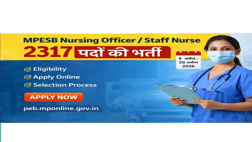 MPESB Nursing Officer Staff Nurse Recruitment 2026 featured image showing 2317 posts with application dates 6 April to 20 April 2026