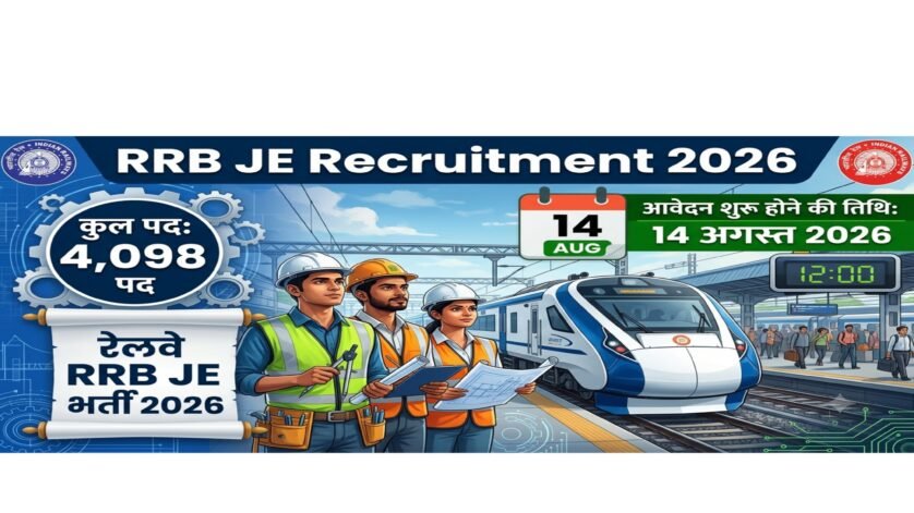 RRB JE Recruitment 2026 Notification for 4098 Junior Engineer Posts, Apply Online from 14 August 2026