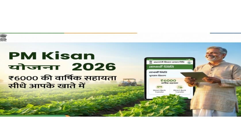 PM Kisan Yojana 2026 Hindi blog featured image with farmer, mobile phone, and government scheme concept.