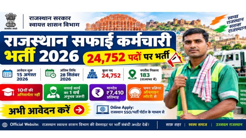 Rajasthan Safai Karmchari Recruitment 2026 के 24,752 पदों की जानकारी
