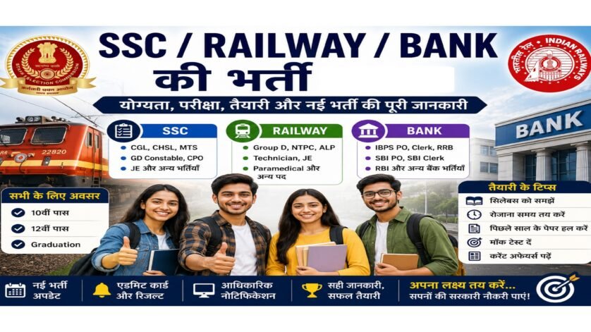 SSC Railway Bank Recruitment की तैयारी करते छात्र और छात्राएं